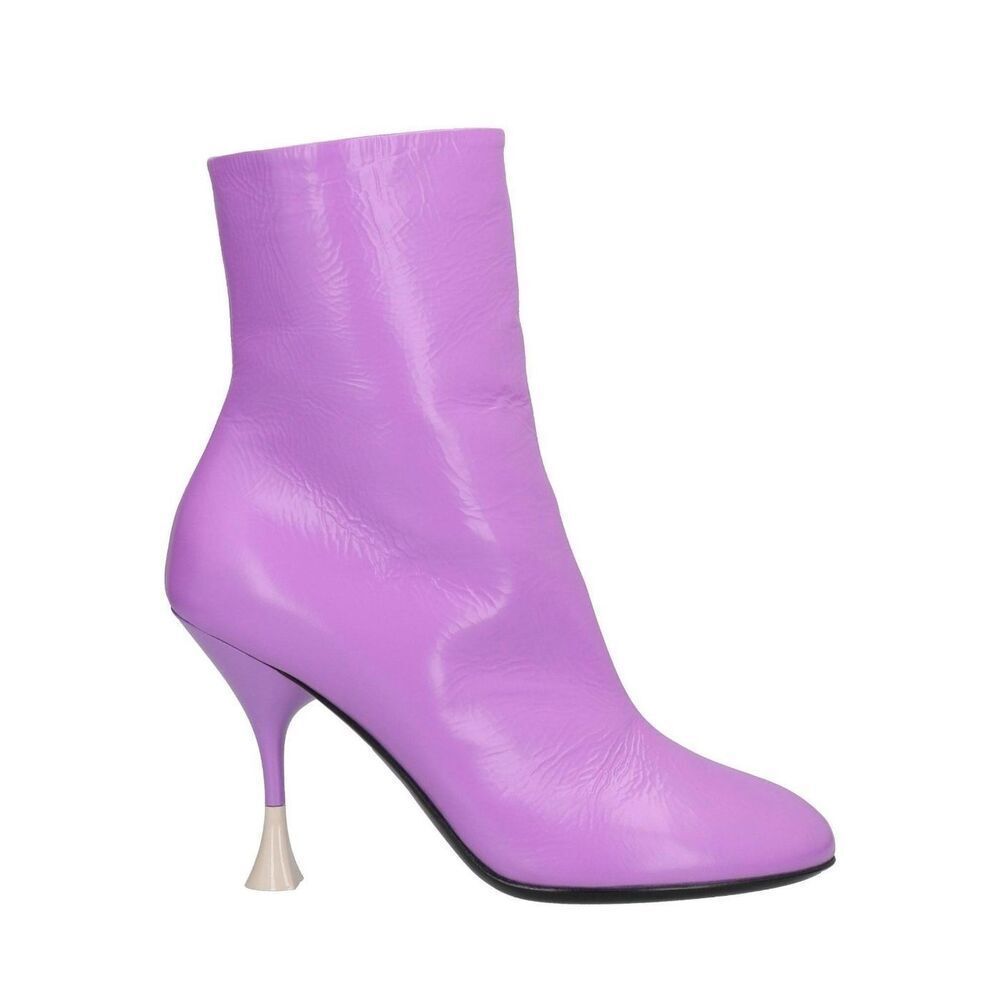 3juin 100mm Leather Ankle Purple Boots Shoes Size 39.5 New